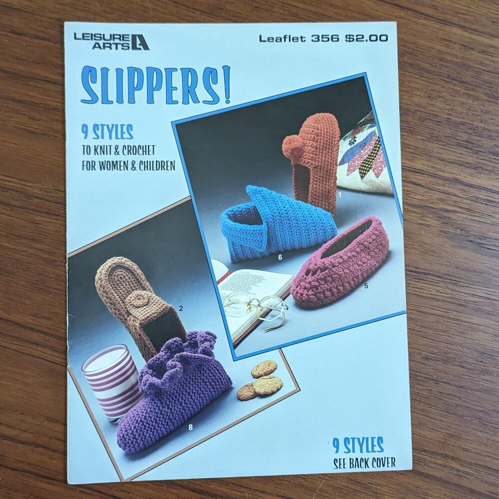 Slippers Pattern Book Knit & Crochet 1985
